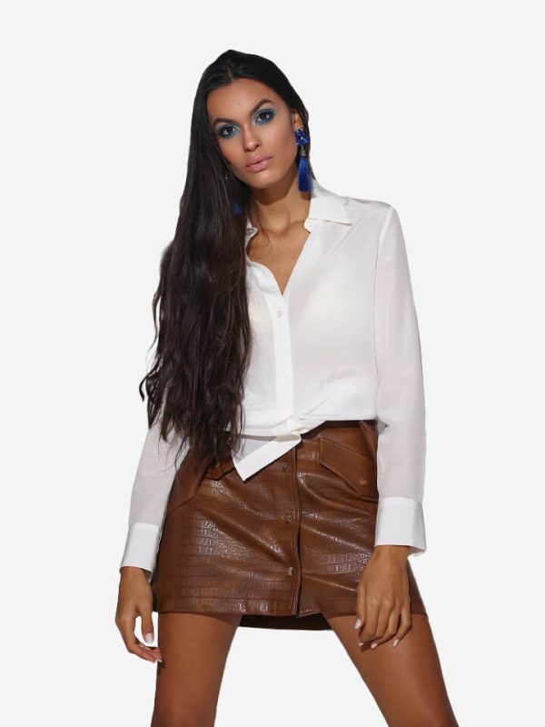 Silk long shirt white